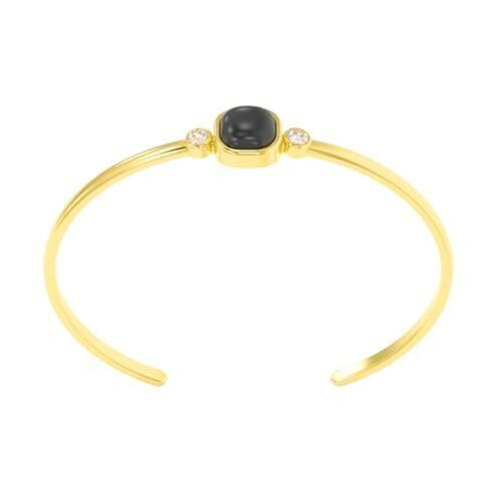 7202 Black Onyx Bracelet – 925 Sterling Silver 18K Gold Plated – Adjustable